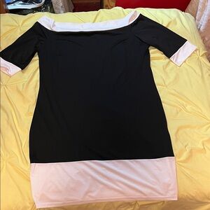 Elegant Black and White Off-Shoulder Dress